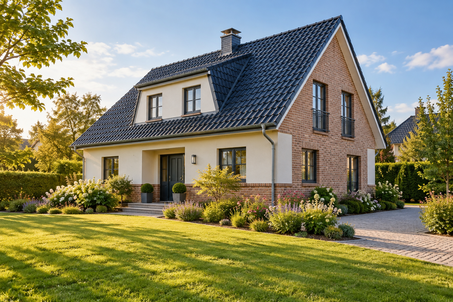 Wohnhaus mit Garten und Zufahrt