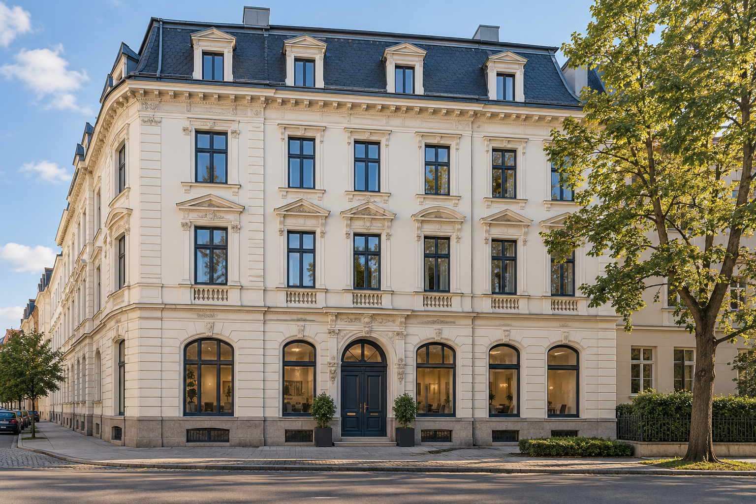 Städtisches Wohngebäude mit Geschäftsräumen
